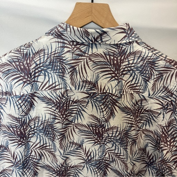 TRAVIS MATHEW White Brown Blue Tropical Print Short Sleeve Button Up Shirt Med - Picture 9 of 9